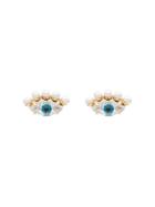 Anton Heunis Gold Plated Swarovski Crystal Pearl Eye Earrings - Blue