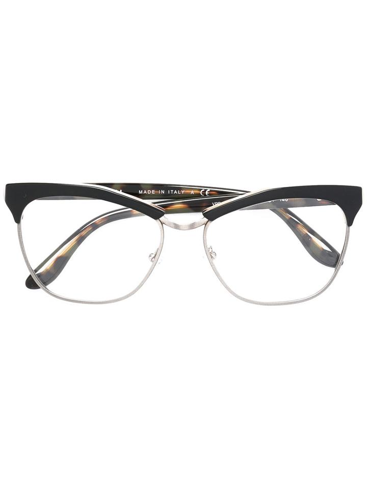 Prada Eyewear Square Glasses, Black, Acetate/metal