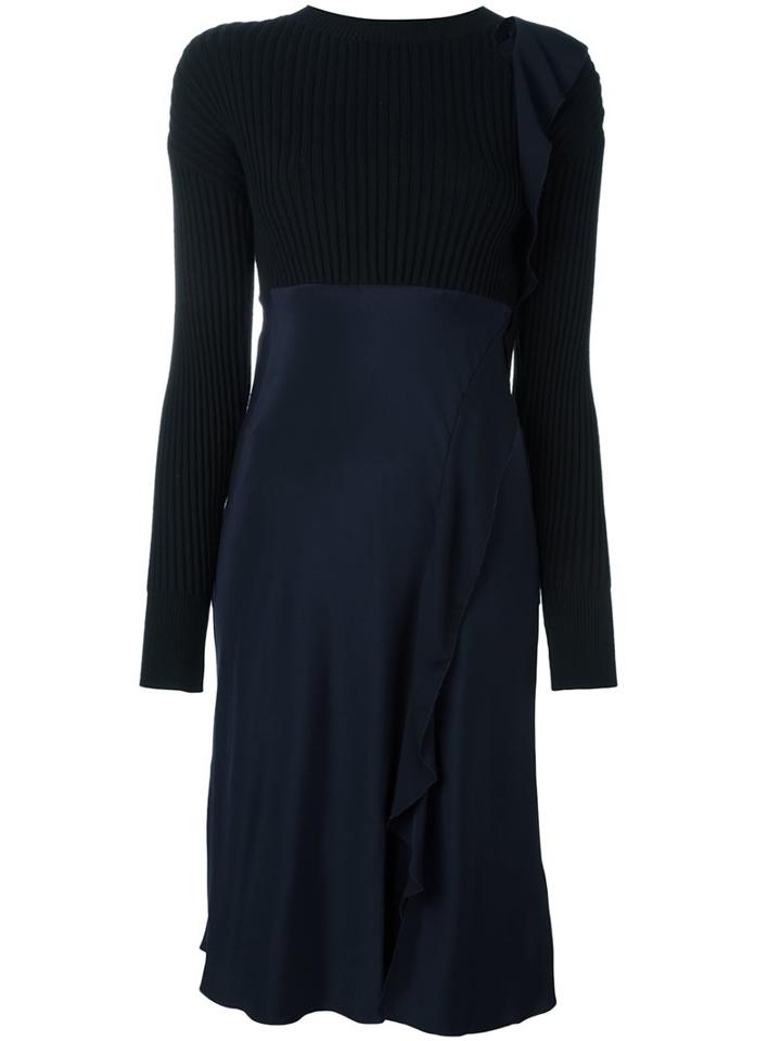 3.1 Phillip Lim Two-tone Ruffle Dress, Women's, Size: 4, Blue, Silk/spandex/elastane/wool