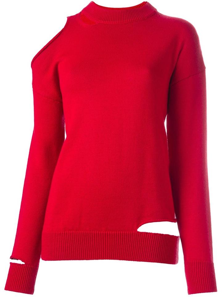Erika Cavallini 'keiz' Cutout Jumper, Women's, Size: Small, Red, Acrylic/wool