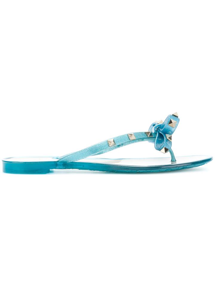 Valentino Rockstud Flip Flops - Blue