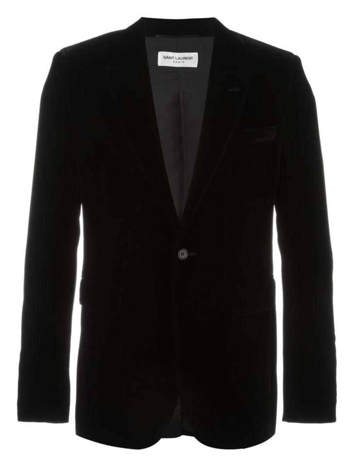 Saint Laurent Velvet Blazer, Men's, Size: 52, Black, Cotton/silk/viscose/cupro