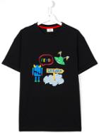 Fendi Kids Space Print T-shirt, Boy's, Size: 14 Yrs, Black