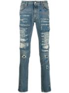 Buscemi Distressed Straight-leg Jeans - Blue