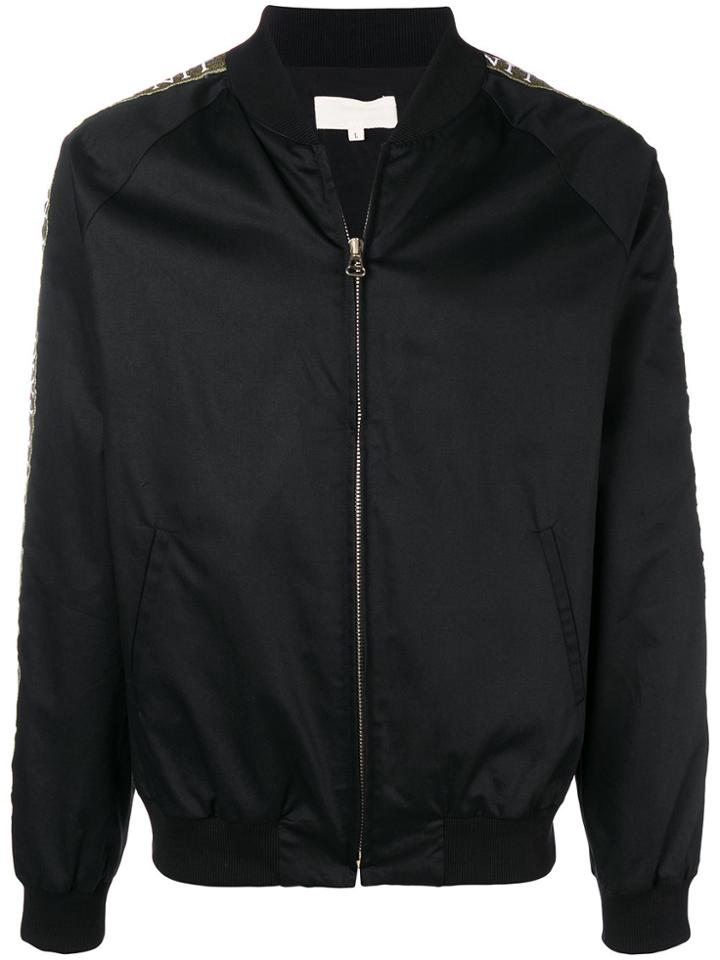 Ih Nom Uh Nit Logo Stripe Bomber Jacket - Black