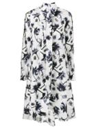 Osman - Ladder Sleeve Floral Print Dress - Women - Cotton - 6, Women's, White, Cotton