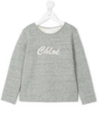 Chloé Kids - Logo Embroidered Sweatshirt - Kids - Cotton/polyester - 12 Yrs, Grey