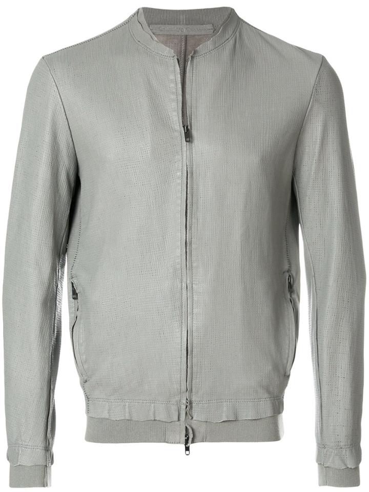 Salvatore Santoro Grid Effect Leather Jacket - Grey
