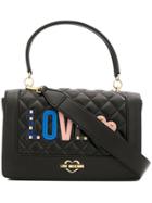 Love Moschino Love Quilted Appliqué Top Handle Bag - Black