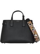 Burberry The Medium Banner In Leather With Grommeted Strap - Black