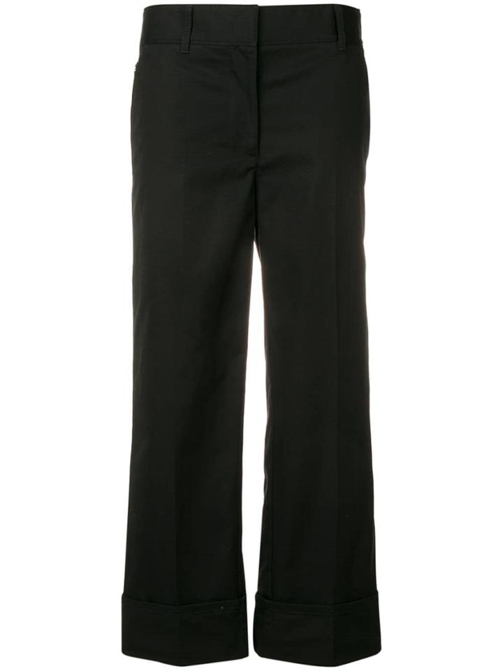 Prada Cropped Poplin Trousers - Black