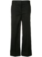 Prada Cropped Poplin Trousers - Black