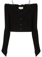 Shushu/tong Off-the-shoulder Raw Edge Cardigan - Black