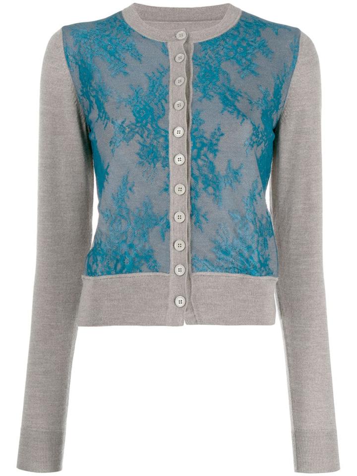 Mm6 Maison Margiela Lace Front Cardigan - Grey