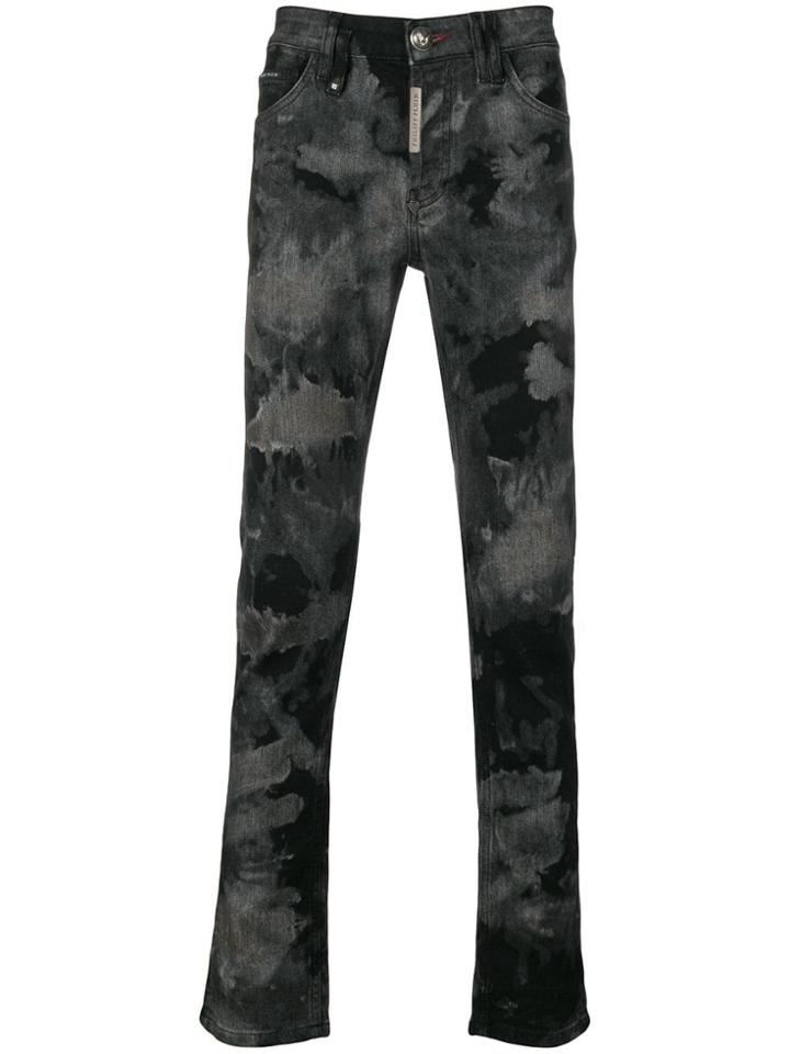 Philipp Plein Straight-cut Trousers With Skull Icon - Black