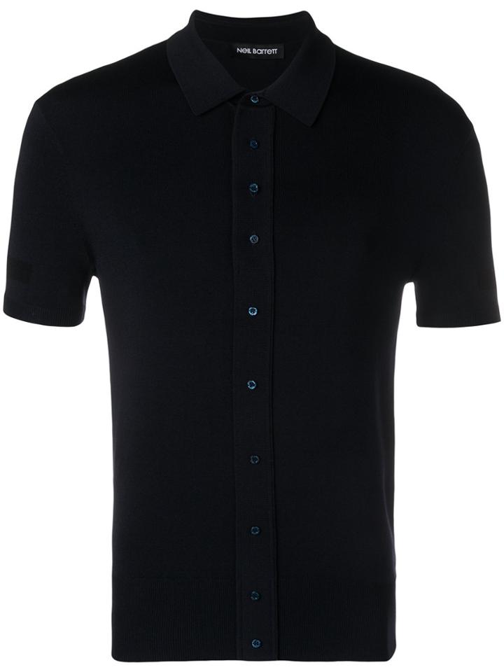 Neil Barrett Button-up Polo Shirt - Blue