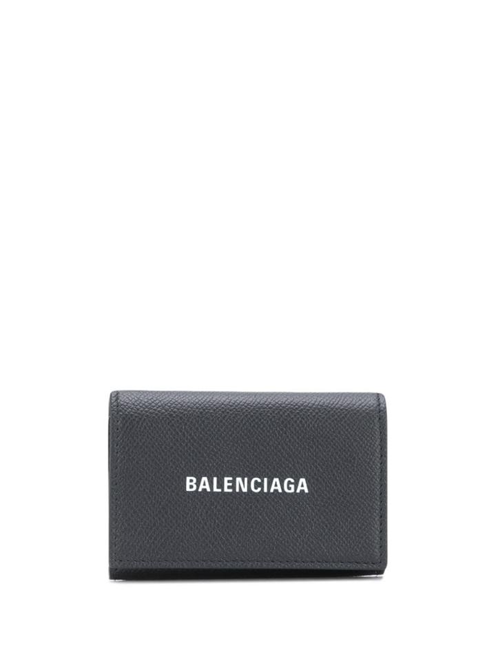 Balenciaga Logo Printed Card Case - Black