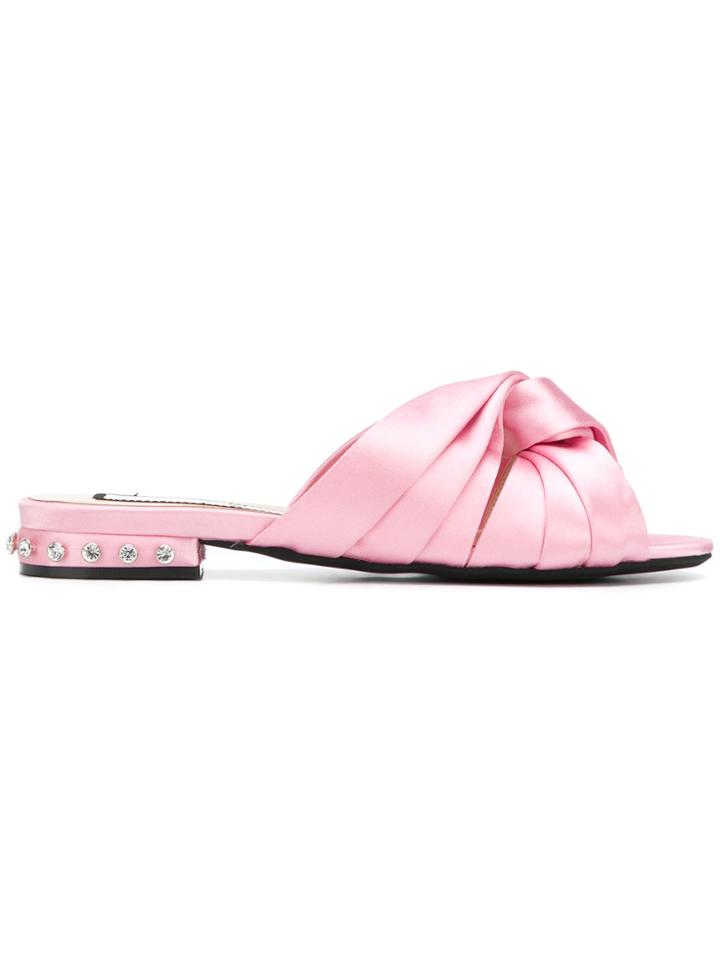 No21 Knotted Peep Toe Mules - Pink & Purple