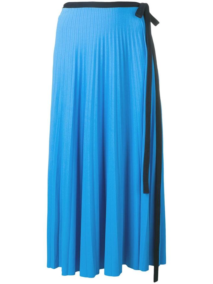 Pringle Of Scotland Pleated Wrap Skirt - Blue