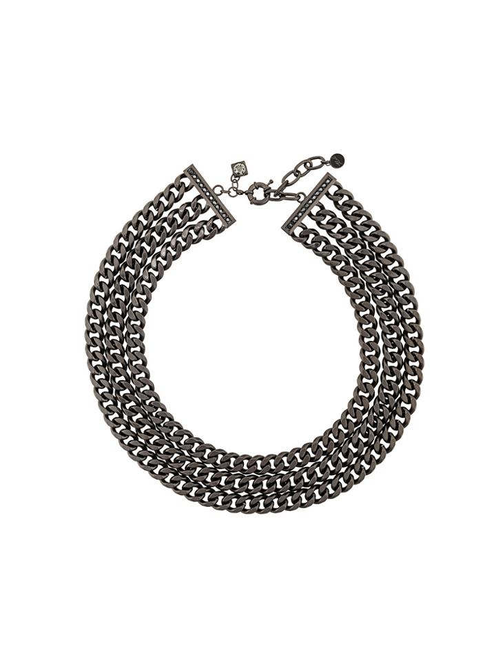 Karl Lagerfeld Triple Chain Necklace - Black