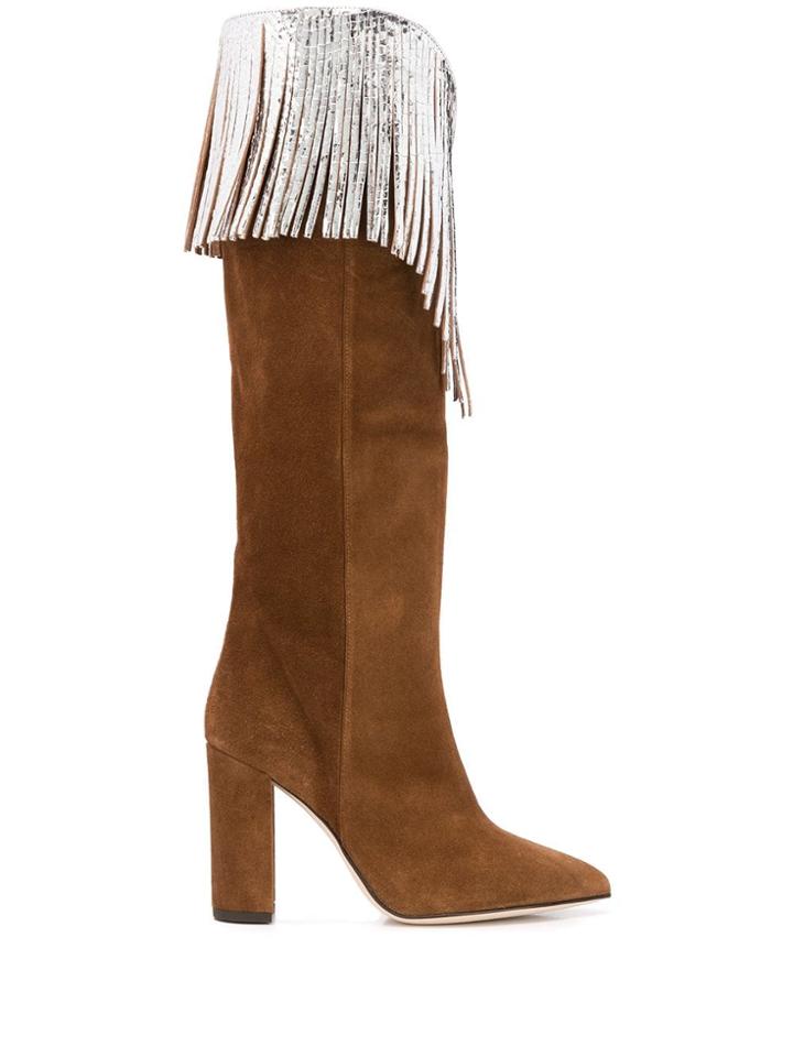 Paris Texas Fringe Detail Boots - Brown