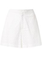 Megan Park Embroidered Floral Pattern Shorts, Women's, Size: 8, White, Cotton
