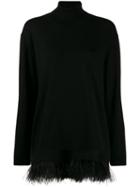 P.a.r.o.s.h. Roll Neck Feather Trim Sweater - Black