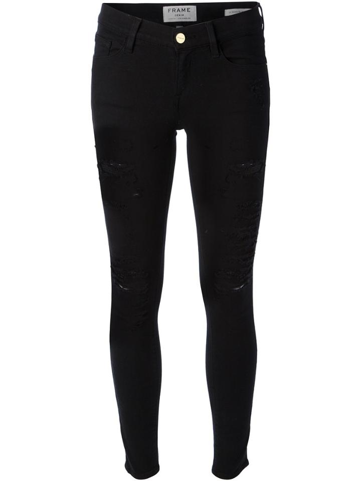 Frame Denim Ripped Skinny Jean - Black