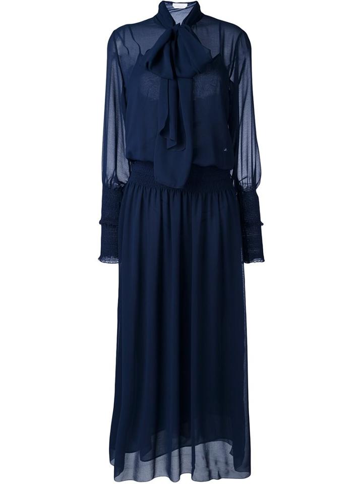 See By Chloé Pussy Bow Maxi Dress, Women's, Size: 36, Blue, Polyester