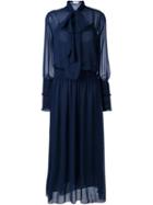 See By Chloé Pussy Bow Maxi Dress, Women's, Size: 36, Blue, Polyester