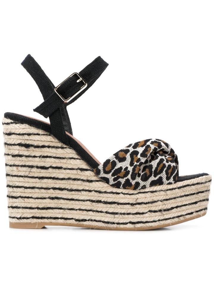 Castañer Leopard Wedge Sandals - Black