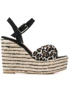 Castañer Leopard Wedge Sandals - Black