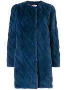 Yves Salomon Mink Fur Midi Coat - Blue