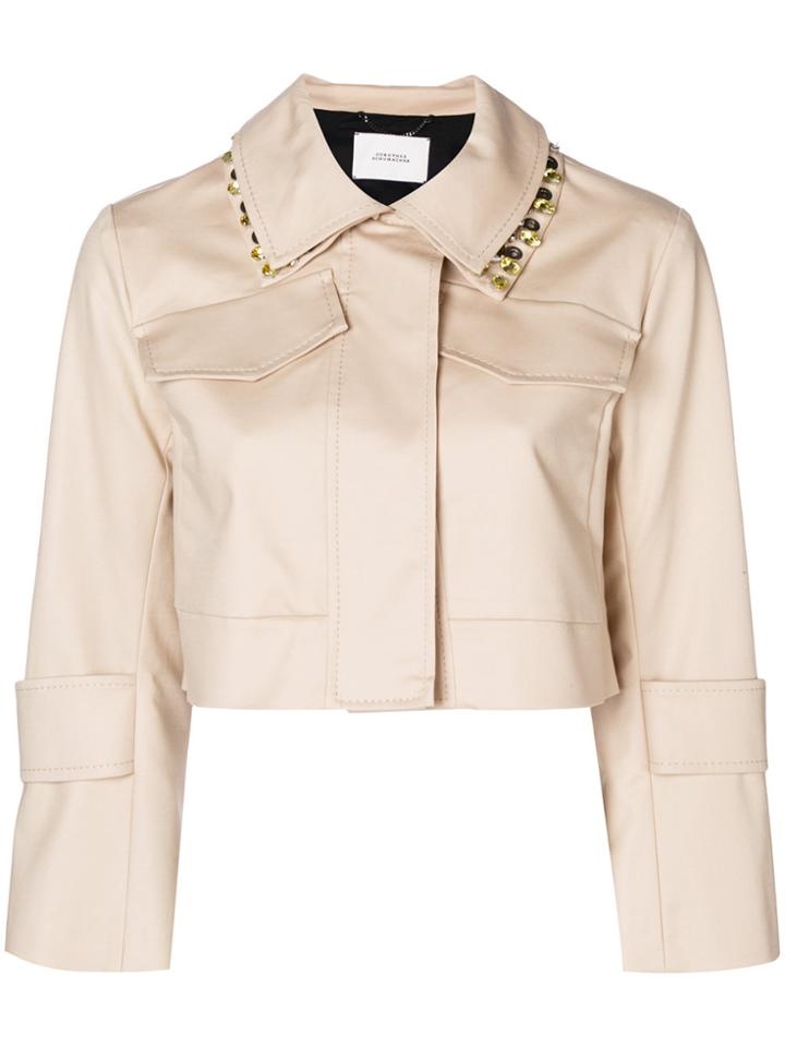 Dorothee Schumacher Cropped Embellished Collar Jacket - Nude &