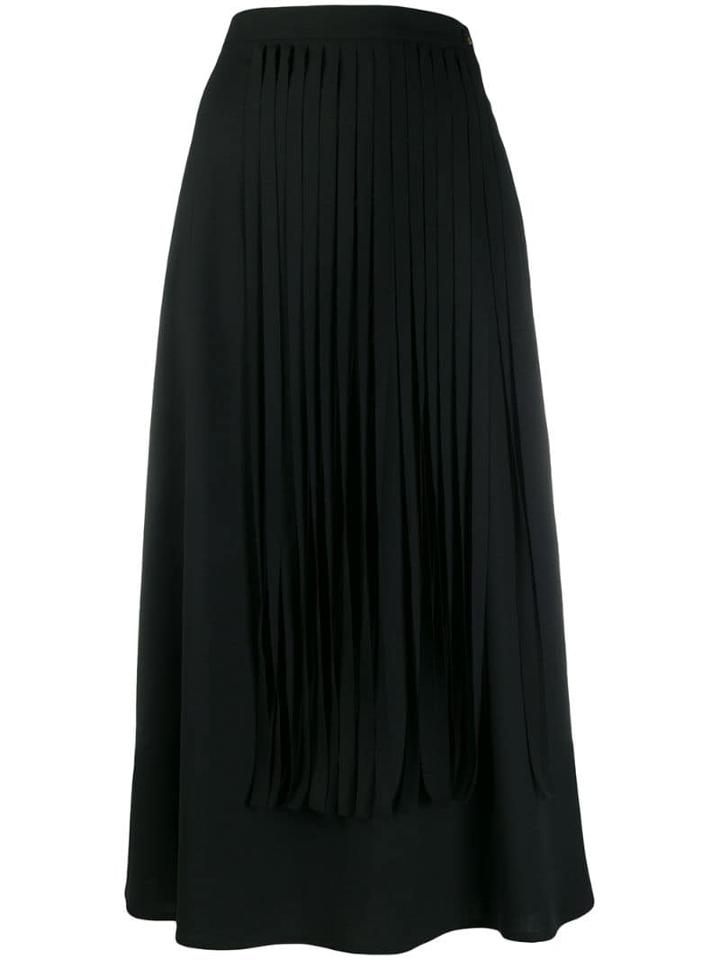 Alysi Fringed Midi Skirt - Black