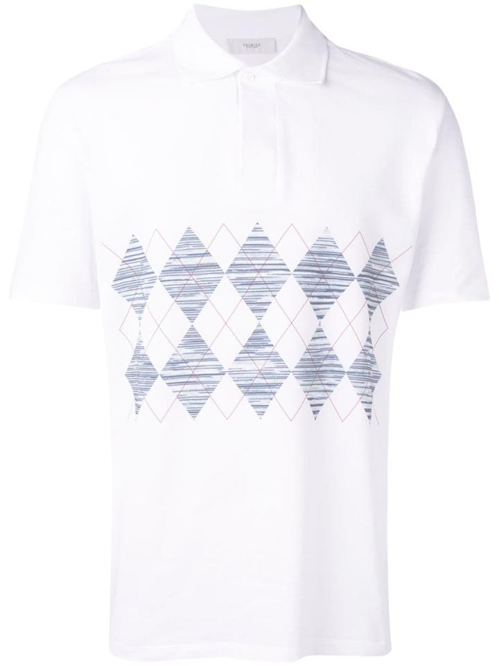 Pringle Of Scotland Argyle Strip Polo Shirt - White