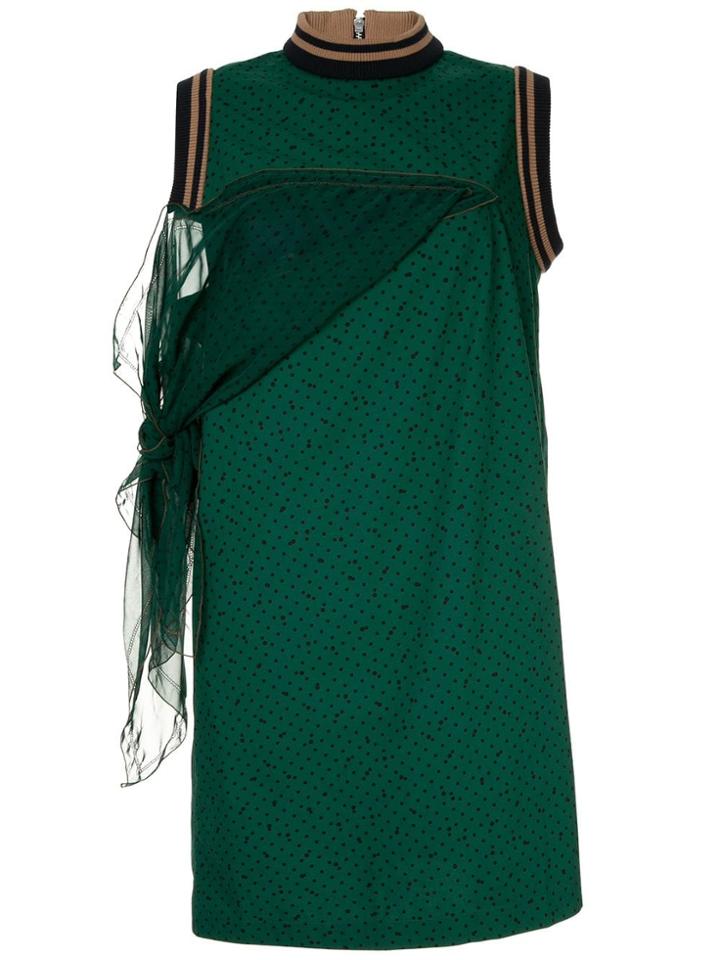 Sacai Side Tie Panel Shift Dress - Green