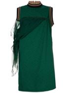 Sacai Side Tie Panel Shift Dress - Green