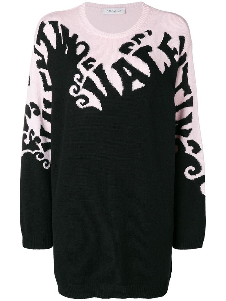 Valentino Contrast Logo Sweater - Black