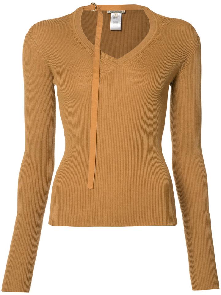 Nina Ricci - Neck Strap Jumper - Women - Silk/wool - S, Brown, Silk/wool