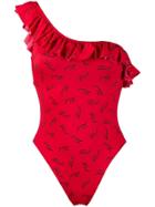 Karl Lagerfeld Logo Print Swimsuit - Red