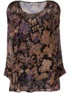 Mes Demoiselles Floral Print Blouse, Women's, Black, Silk/cotton