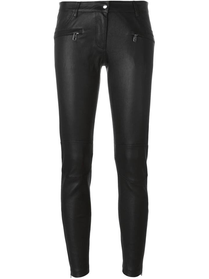 Emporio Armani Skinny Trousers, Women's, Size: 38, Black, Lamb Skin/cotton/spandex/elastane