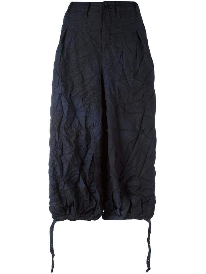 Yohji Yamamoto - Cropped Trousers - Women - Polyester - 2, Blue, Polyester