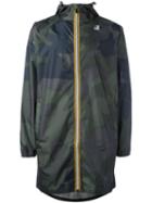 K-way Back Logo Camouflage Raincoat, Men's, Size: Medium, Green, Polyester