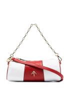 Manu Atelier Red And White Mini Cylinder Leather Shoulder Bag