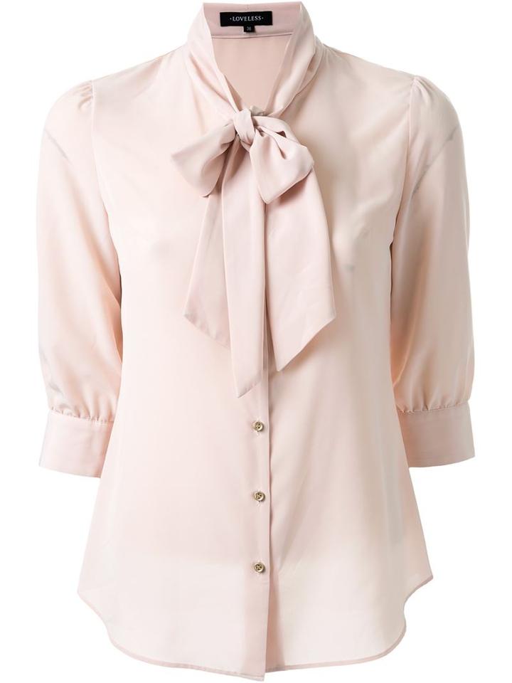 Loveless Pussy Bow Blouse, Women's, Size: 34, Pink/purple, Polyester