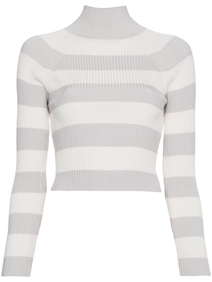 Zimmermann Stripe Crop Turtleneck - White