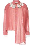 Lalo Flared Pleated Blouse - Pink & Purple