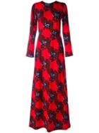 Msgm Floral Pattern Longsleeved Dress, Women's, Size: 38, Red, Viscose